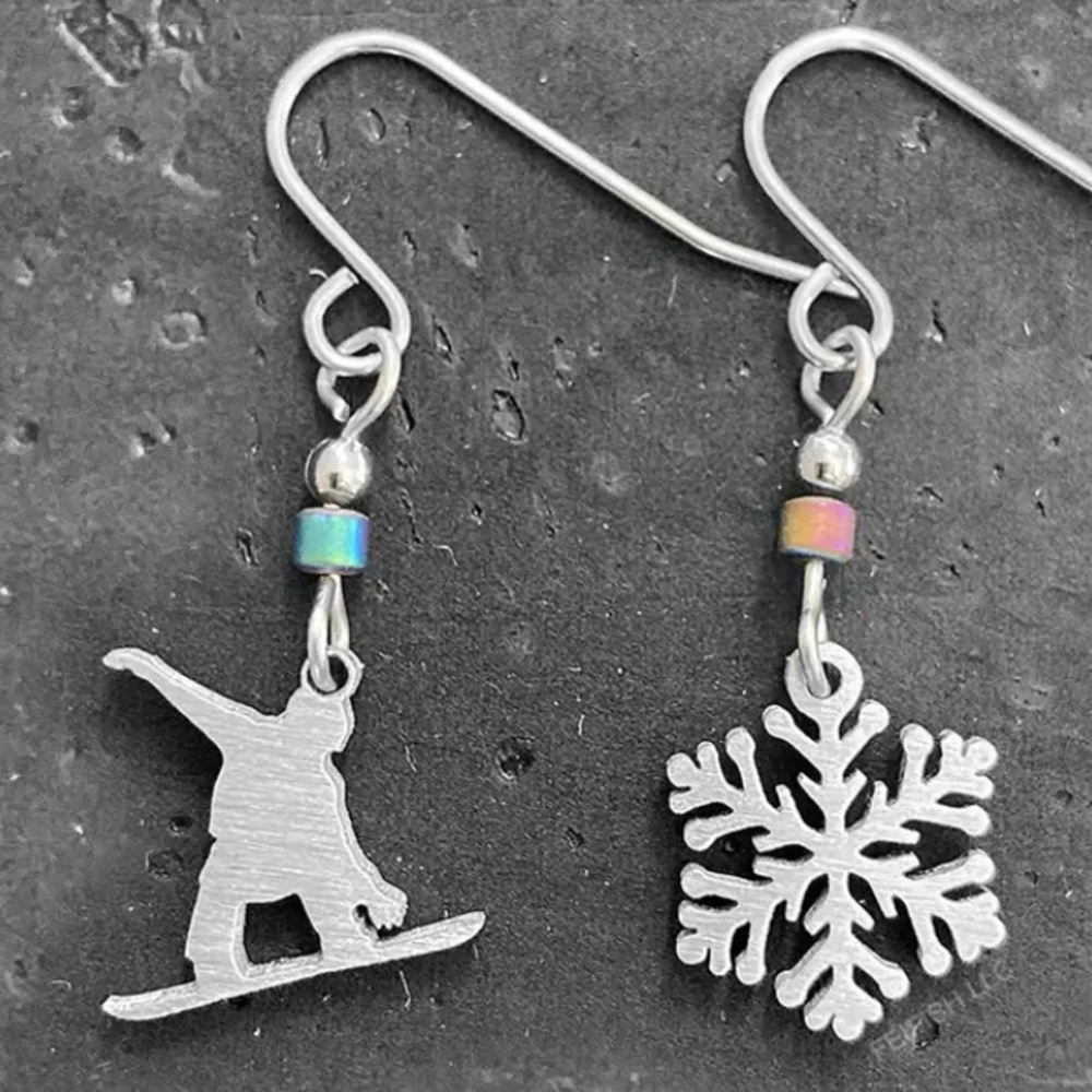 Snowboard Stainless Steel Earrings